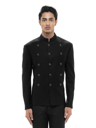 Black metal button bandhgala set