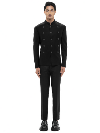 Black metal button bandhgala set