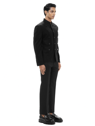 Black metal button bandhgala set