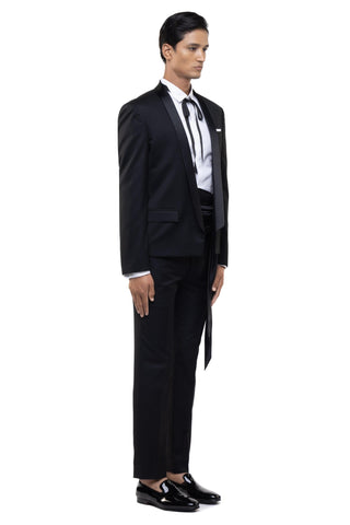 Black open shawl lapel tuxedo set