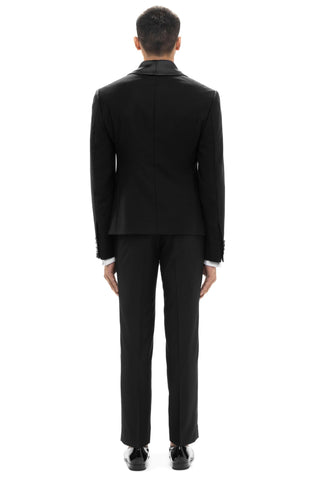 Black metallic buttons open lapel tuxedo set