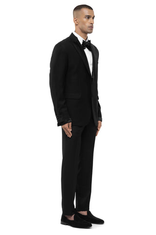 Black peak lapel single breasted tuxedo set