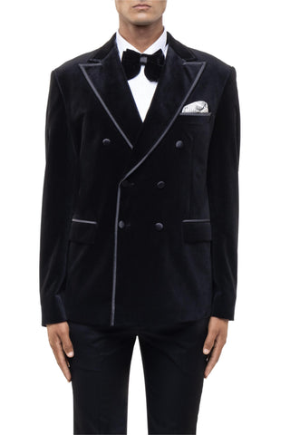 Black peak lapel double breasted tuxedo set