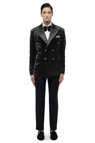 Black metallic buttons peak lapel tuxedo set