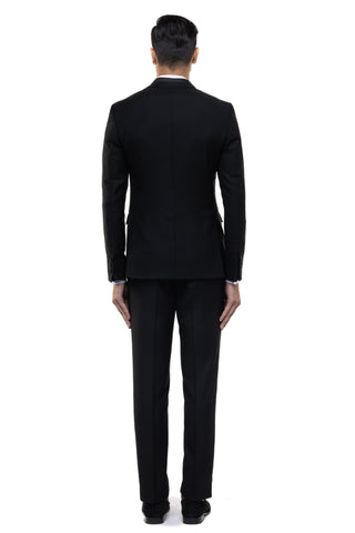 Black classic peak lapel double breasted tuxedo set