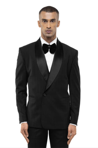 Black classic shawl lapel double breasted tuxedo set
