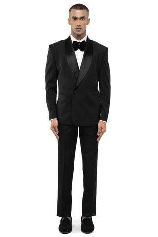 Black classic shawl lapel double breasted tuxedo set
