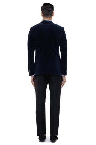 Blue peak lapel double breasted tuxedo set