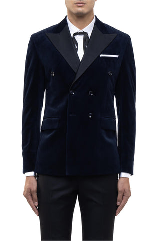 Blue peak lapel double breasted tuxedo set