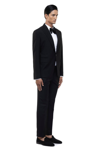 Black classic peak lapel single breasted tuxedo set