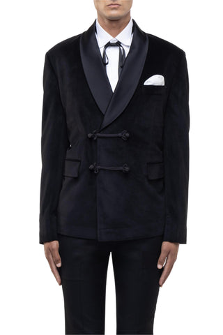Black shawl lapel double-breasted knot closure tuxedo set