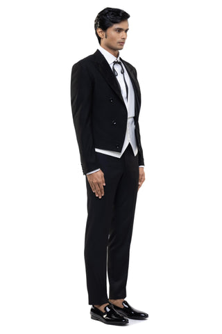 Black peak lapel cropped tuxedo set