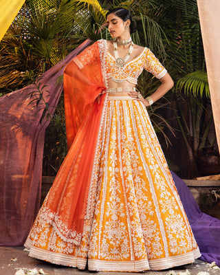 Orange meira bridal lehenga set