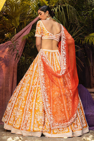 Orange meira bridal lehenga set