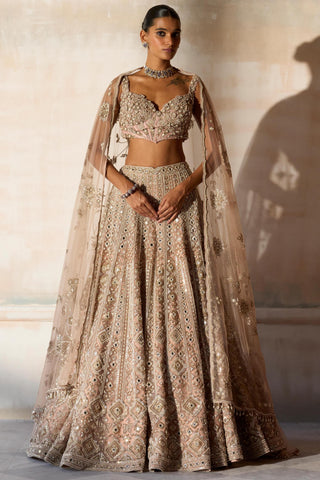 Lehenga Set Aztec Wear - Pink Apricot Lehenga by Matsya