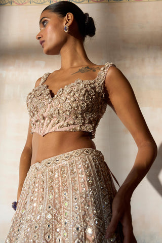 Lehenga Set Aztec Wear - Pink Apricot Lehenga by Matsya