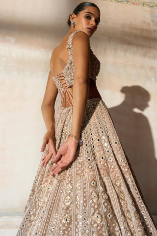 Lehenga Set Aztec Wear - Pink Apricot Lehenga by Matsya
