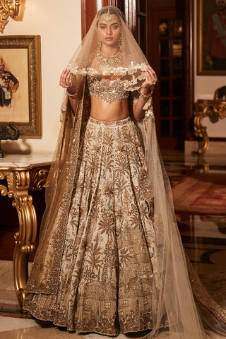 Lehenga Set Heritage Wear - Ivory Tuscan Lehenga by Matsya