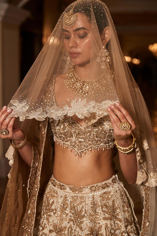 Lehenga Set Heritage Wear - Ivory Tuscan Lehenga by Matsya