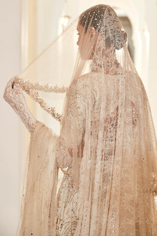 Lehenga Set Seascape Wear - Ivory Velvet Lehenga by Matsya