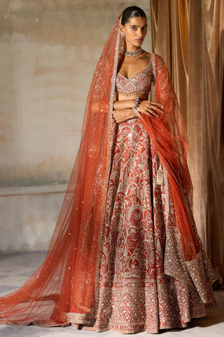 Lehenga Set Palace Wear - Orange Matsya Palace Set by Matsya