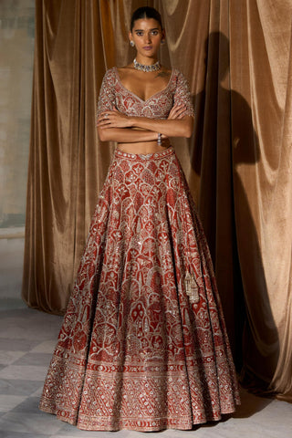 Lehenga Set Palace Wear - Orange Matsya Palace Set by Matsya