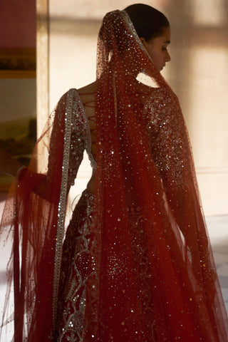 Lehenga Set Palace Wear - Orange Matsya Palace Set by Matsya