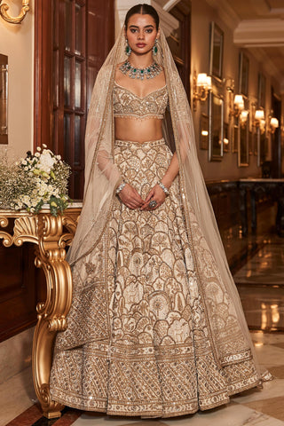 Lehenga Set Palace Wear - Ivory Palace Lehenga by Matsya