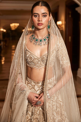 Lehenga Set Palace Wear - Ivory Palace Lehenga by Matsya