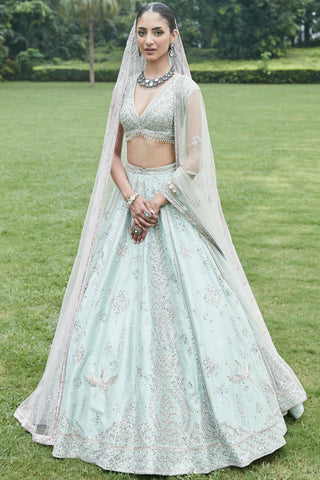 Lehenga Set Palace Wear - Blue Patchouli Lehenga by Matsya