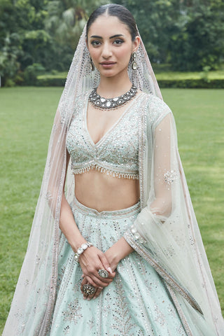 Lehenga Set Palace Wear - Blue Patchouli Lehenga by Matsya