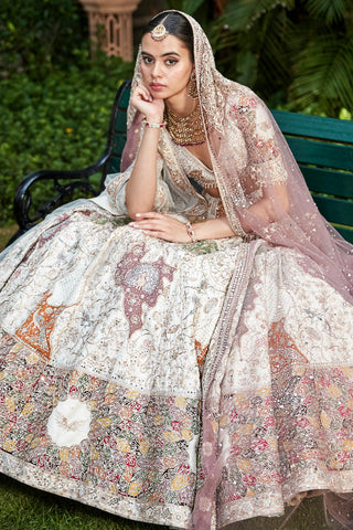 Lehenga Set Nizami Wear - Ivory Maze Lehenga by Matsya