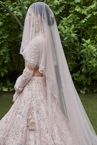 Lehenga Set Ethereal Wear - Pink Garden Japanese Lehenga Set by Matsya