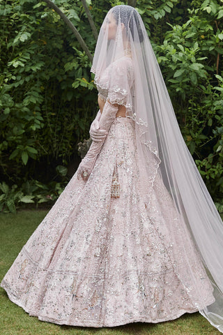 Lehenga Set Ethereal Wear - Pink Garden Japanese Lehenga Set by Matsya
