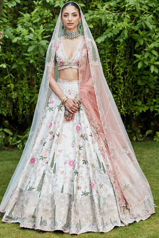 Lehenga Set Garden Wear - Ivory Amanbagh Lehenga by Matsya