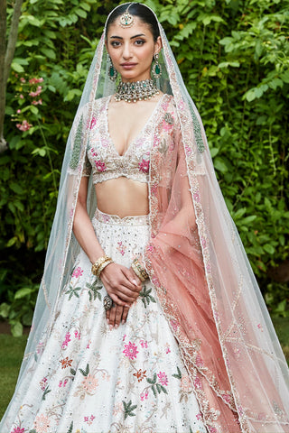 Lehenga Set Garden Wear - Ivory Amanbagh Lehenga by Matsya