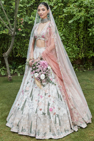 Lehenga Set Garden Wear - Ivory Amanbagh Lehenga by Matsya