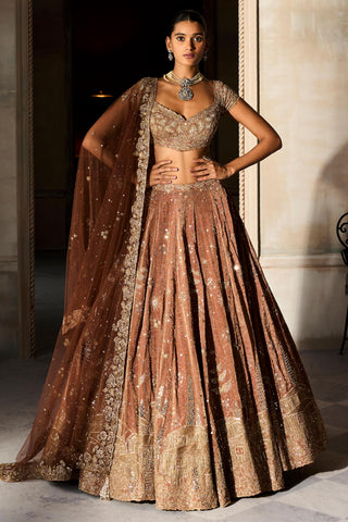 Lehenga Set Heritage Wear - Orange Tuscan Set by Matsya