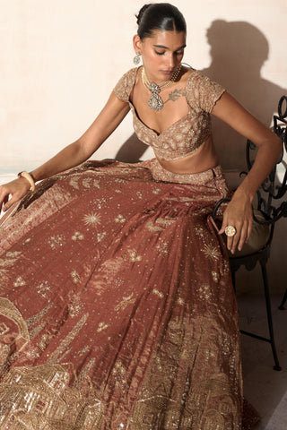 Lehenga Set Heritage Wear - Orange Tuscan Set by Matsya