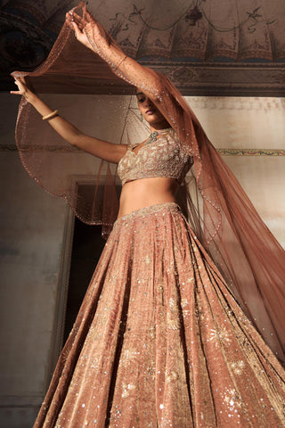 Lehenga Set Heritage Wear - Orange Tuscan Set by Matsya