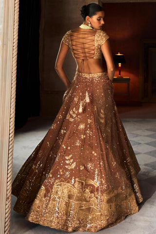 Lehenga Set Heritage Wear - Orange Tuscan Set by Matsya