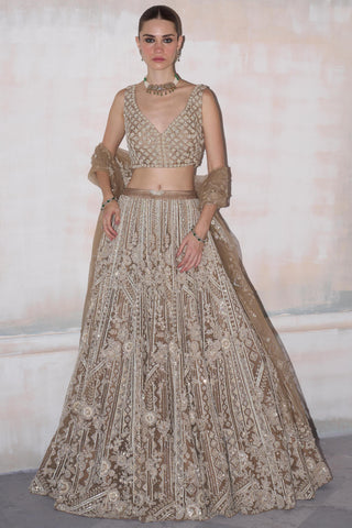 Lehenga Set Pearl Wear - Gold Eden Lehenga by Matsya