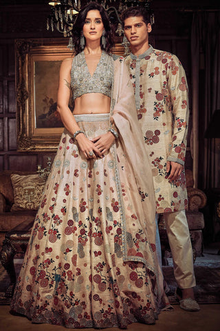 Pink satire japanese pink lost in time lehenga
