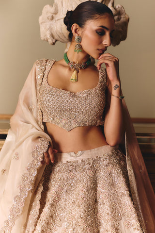Ivory couture royal ekru saga lehenga