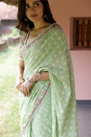 Green rasa malgudi days saree