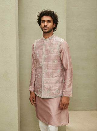 Rose pink jodhpuri jacket and kurta set