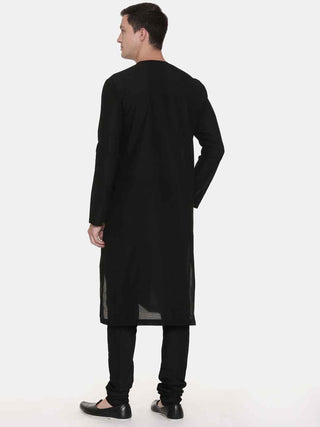 Black chanderi printed kurta and churidar