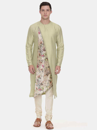 Pista green printed kurta and churidar