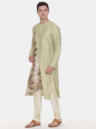 Pista green printed kurta and churidar