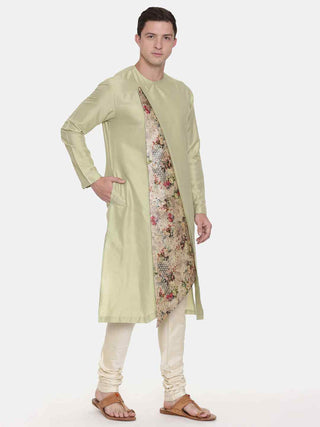 Pista green printed kurta and churidar